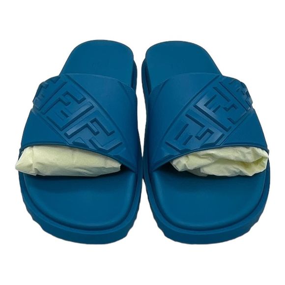 Blue Fendi FF logo Slides - Picture 4 of 12